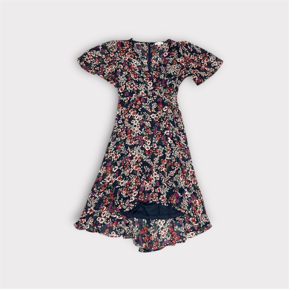 Calvin Klein Floral Wrap Midi Dress | Flutter Sleeve | Size S